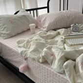 粉色毛球设计 少女波点水洗棉夏被 四件套组合 南通制造