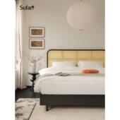 舒梵布伦海姆藤编床 实木双人床覆古侘寂风设计1.8米1.5米床轻奢