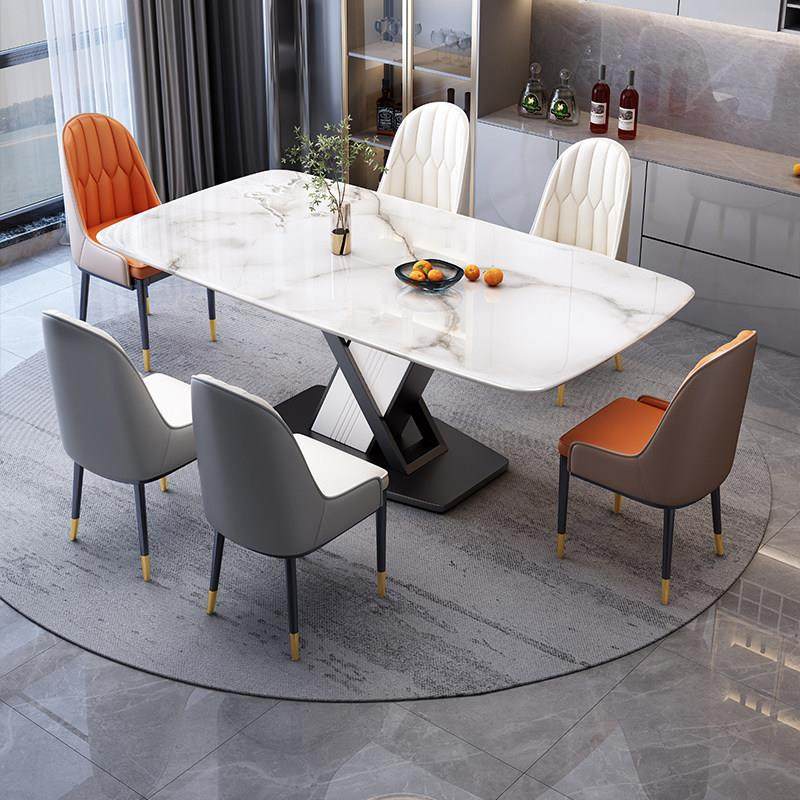 现代简约轻奢超晶石餐桌椅组合小户型客厅家用长方形亮光岩板饭桌,住宅家具,大理石餐桌,淘宝优惠券,粉丝福利购,淘宝优惠卷