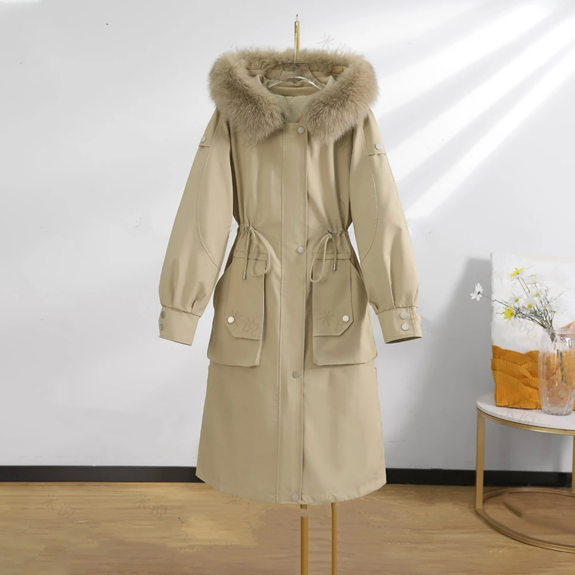 【芳华】新款女士派克服冬季新款爆款兔毛内胆可拆卸秋冬皮草长款
