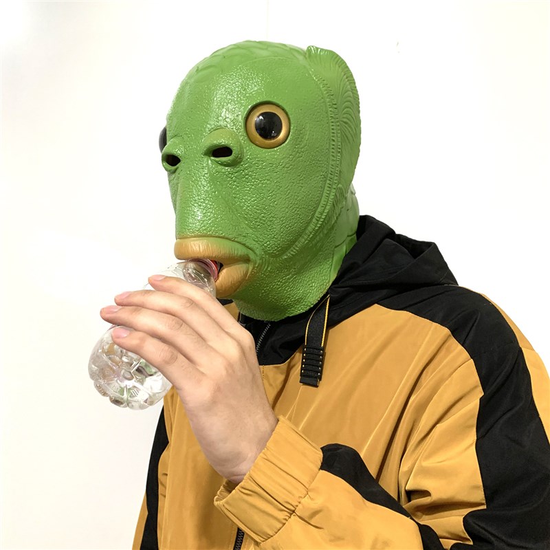 抖音鱼绿头套单身狗头套可爱派对火星人马头套头罩个性整人驴头套图片