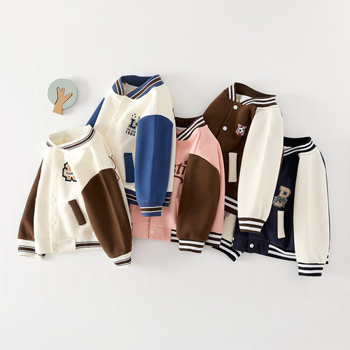 苏豆儿童春秋季对开按扣棒球服