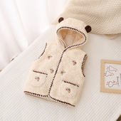 3岁加厚羊羔绒男童女童护心坎肩2024年洋气新款 宝宝马甲秋冬季