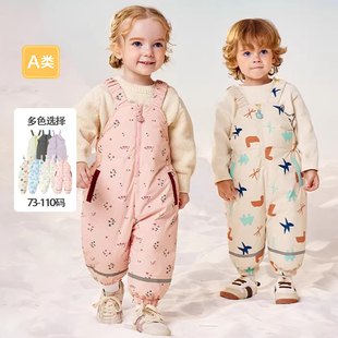 儿童A类羽绒背带裤加厚保暖护肚2025宝宝加绒厚男女童婴儿羽绒裤