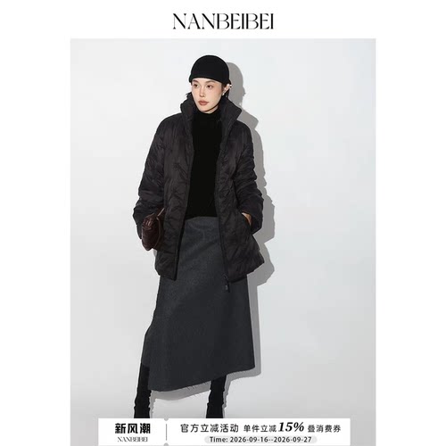 NANBEIBEI【南北贝】'捏褶棉服'冬季新款表达的宽松保暖立领棉服