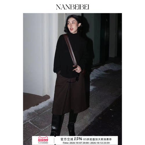 NANBEIBEI现货/【南北贝】‘六分裙裤’极简英伦风高腰裙裤女2026