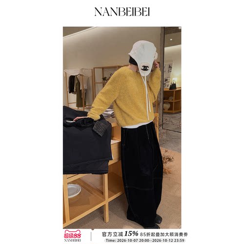 黑色宽松牛仔裤女2025冬季新款