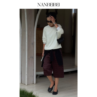 NANBEIBEI南北贝女款夏季百搭圆领薄款长袖上衣宽松休闲简约卫衣
