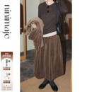 女宽松休闲裤 复古灯芯绒松紧腰阔腿裤 灯芯绒系列花苞裙裤 南北贝