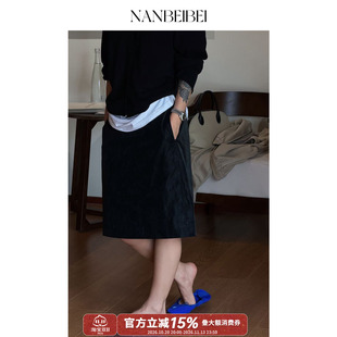 NANBEIBEI南北贝女款复古pu皮裙显瘦百搭直筒半身裙