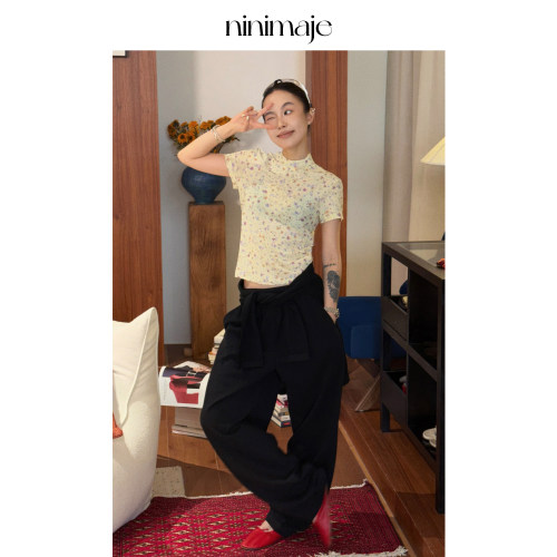 云柔感印花碎花短袖t恤女