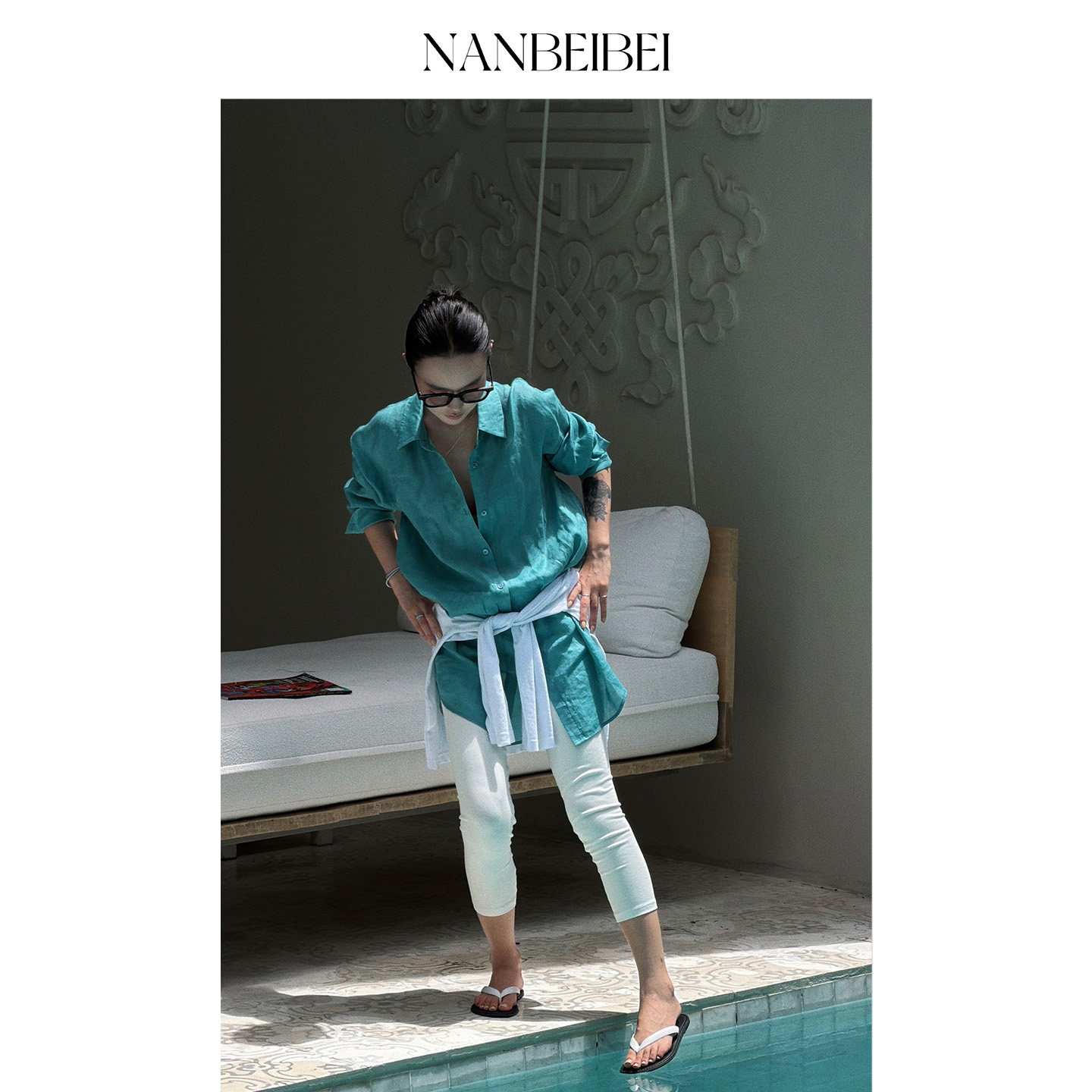 NANBEIBEI南北贝呼吸感高弹七分休闲裤女春季修身贴身紧身打底裤