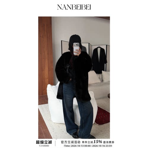 '环保皮草'黑色毛毛外套女冬季
