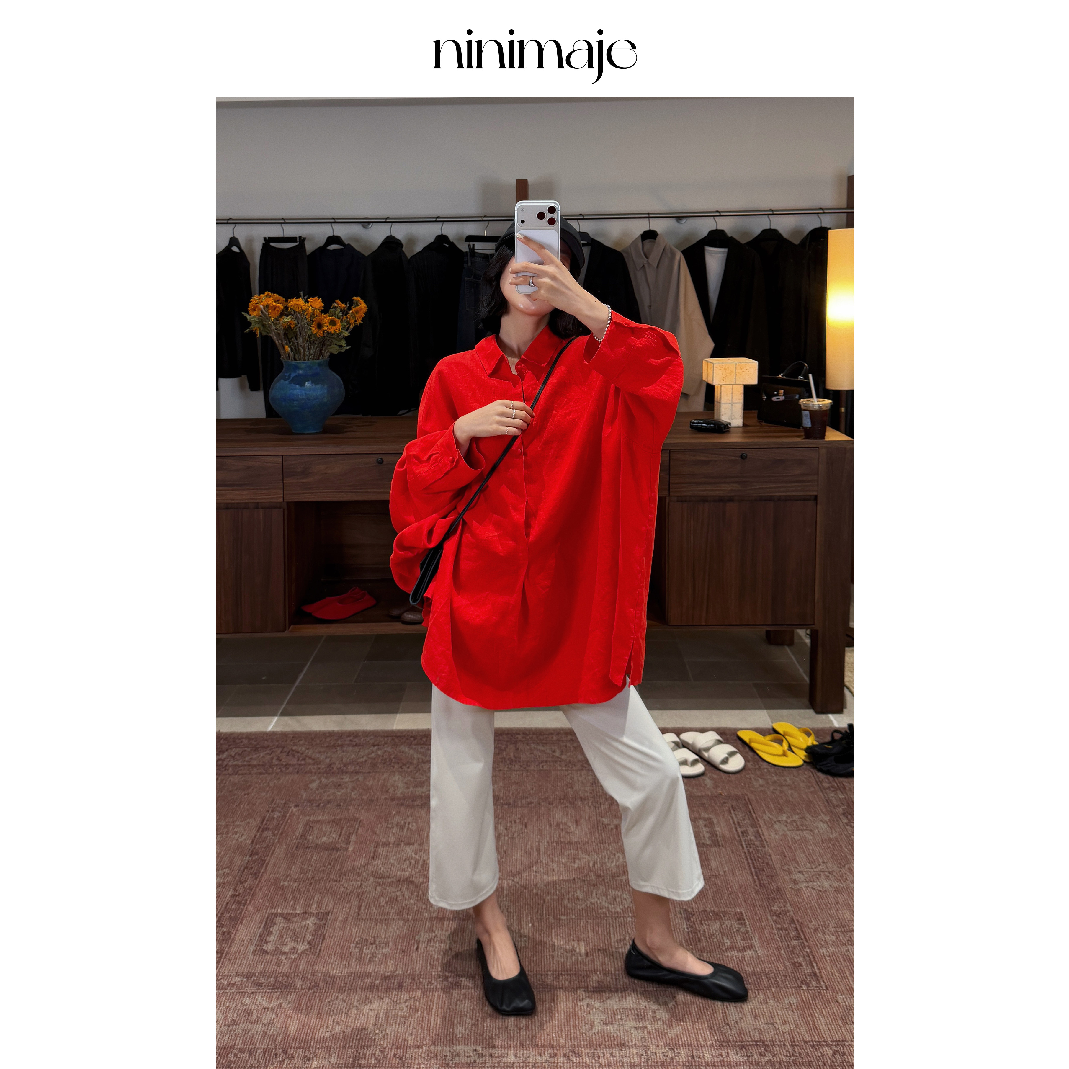 NANBEIBEI南北贝阔腿瑜伽裤宽松休闲女春季八分裤极简裸感直筒裤