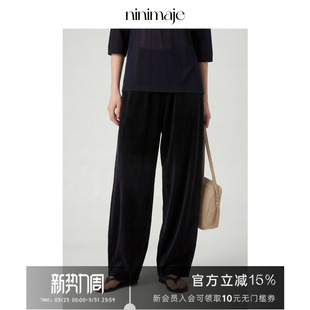 黑色简约裤 新款 子 女春季 NANBEIBEI南北贝灯芯绒松紧腰弯刀休闲裤