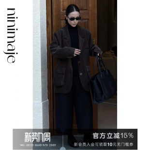 西装 新款 外套 外套女冬季 高级感 咖绿色宽松西装 NANBEIBEI南北贝