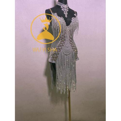 新款拉丁舞比赛表演出服装女成人少儿童专业高级艺考花服1926