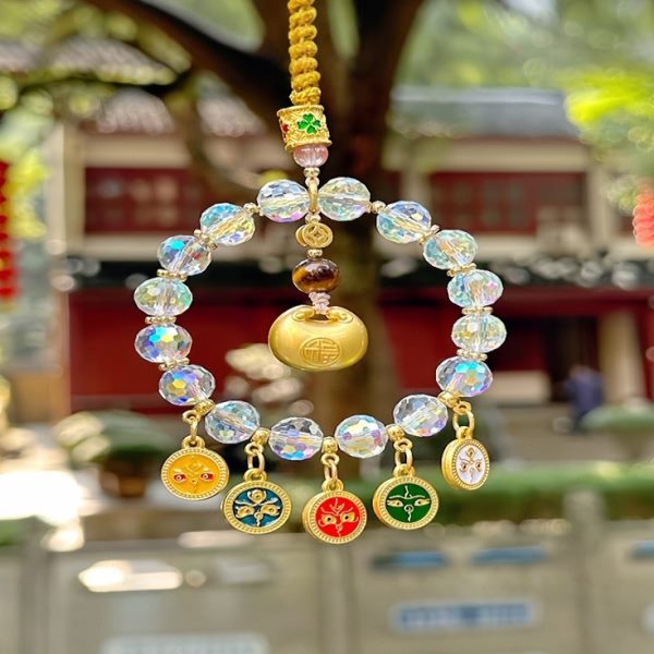 财神琉璃福彩新款路新中式小平安五精车饰美包挂件金高档纳五坨