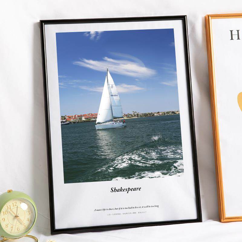 S588窄边铝合金画框装裱黑色相框挂墙a3a4海报拼图大尺寸金属框架