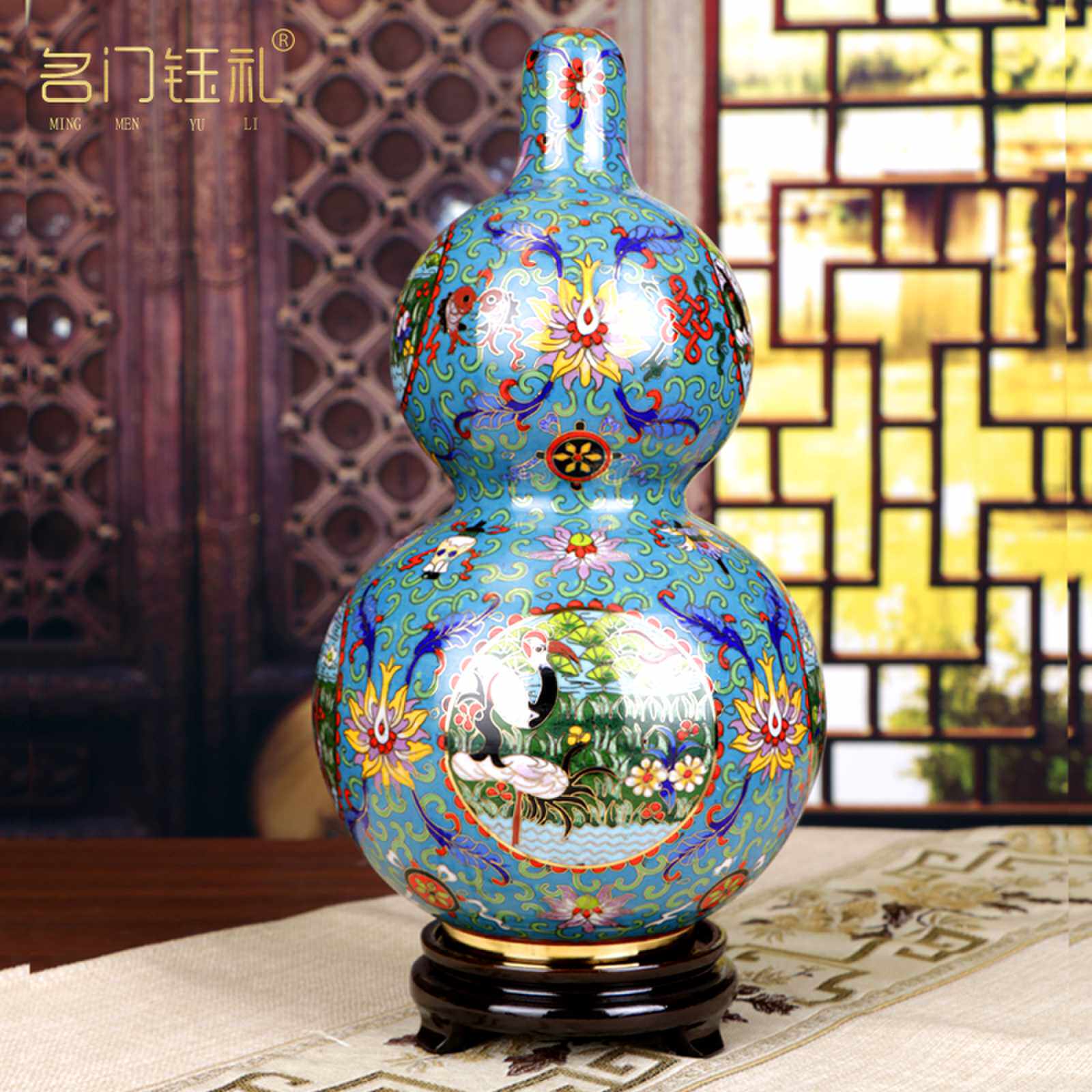 北京景泰蓝葫芦摆件铜胎掐丝祝寿礼物家居装饰摆件生日礼品送长辈