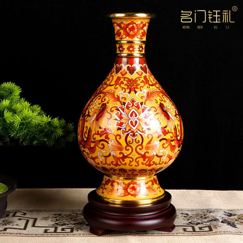 名門鈺禮景泰藍花瓶10寸蟠龍獻瑞