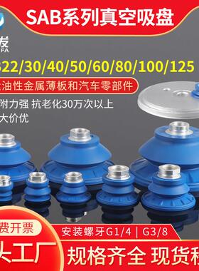 机械手真空吸盘工业SAB22/40/50/60/80/100/125防滑强力吸嘴气动