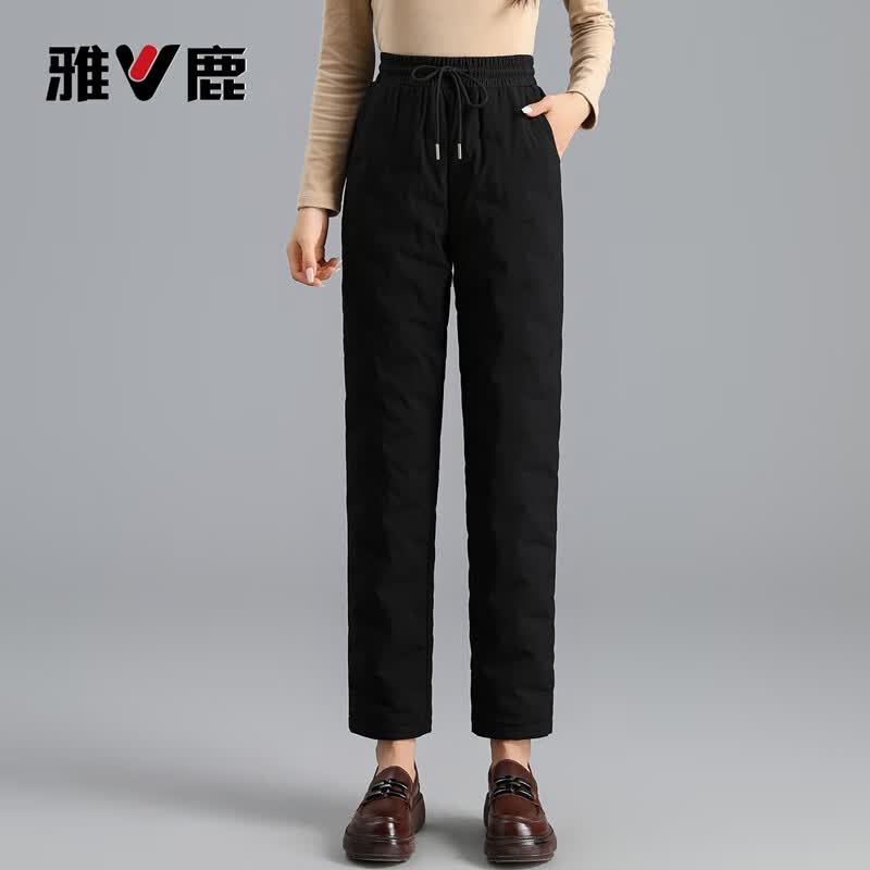 雅鹿羽绒裤女冬季新款中年修身显瘦时尚休闲百搭加厚保暖御寒长裤