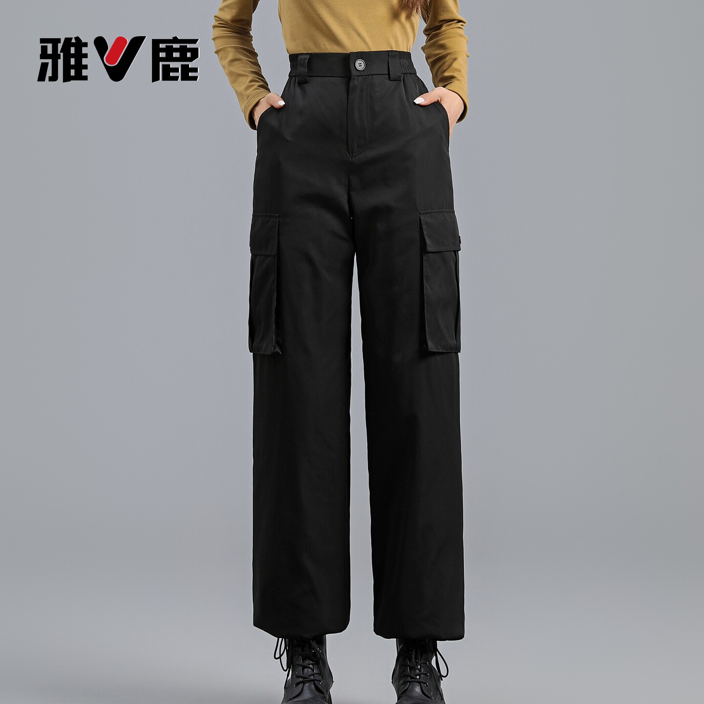 雅鹿工装羽绒裤女2026冬季外穿时尚休闲东北加厚保暖防寒直筒长裤