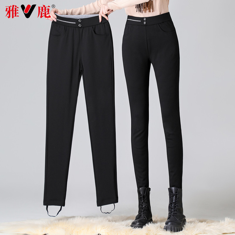 雅鹿鹅绒羽绒裤女修身柔软弹力冬季新款耐磨轻便加厚保暖女士裤子
