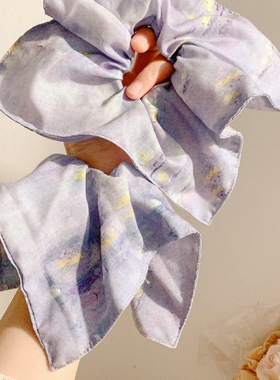 檀烟浸暮云~紫色方巾大肠发圈女新中式慵懒风头饰超大号方形发绳