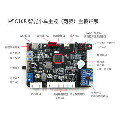 轮趣科技ROS机器人控制板STM32F407开发主控C30D学习驱控一体C10B