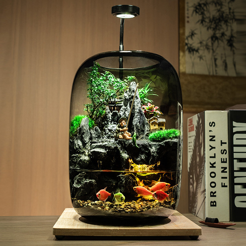 大号流水培鱼缸微景观玻璃花瓶植物客厅办公桌装饰摆饰苔藓造景