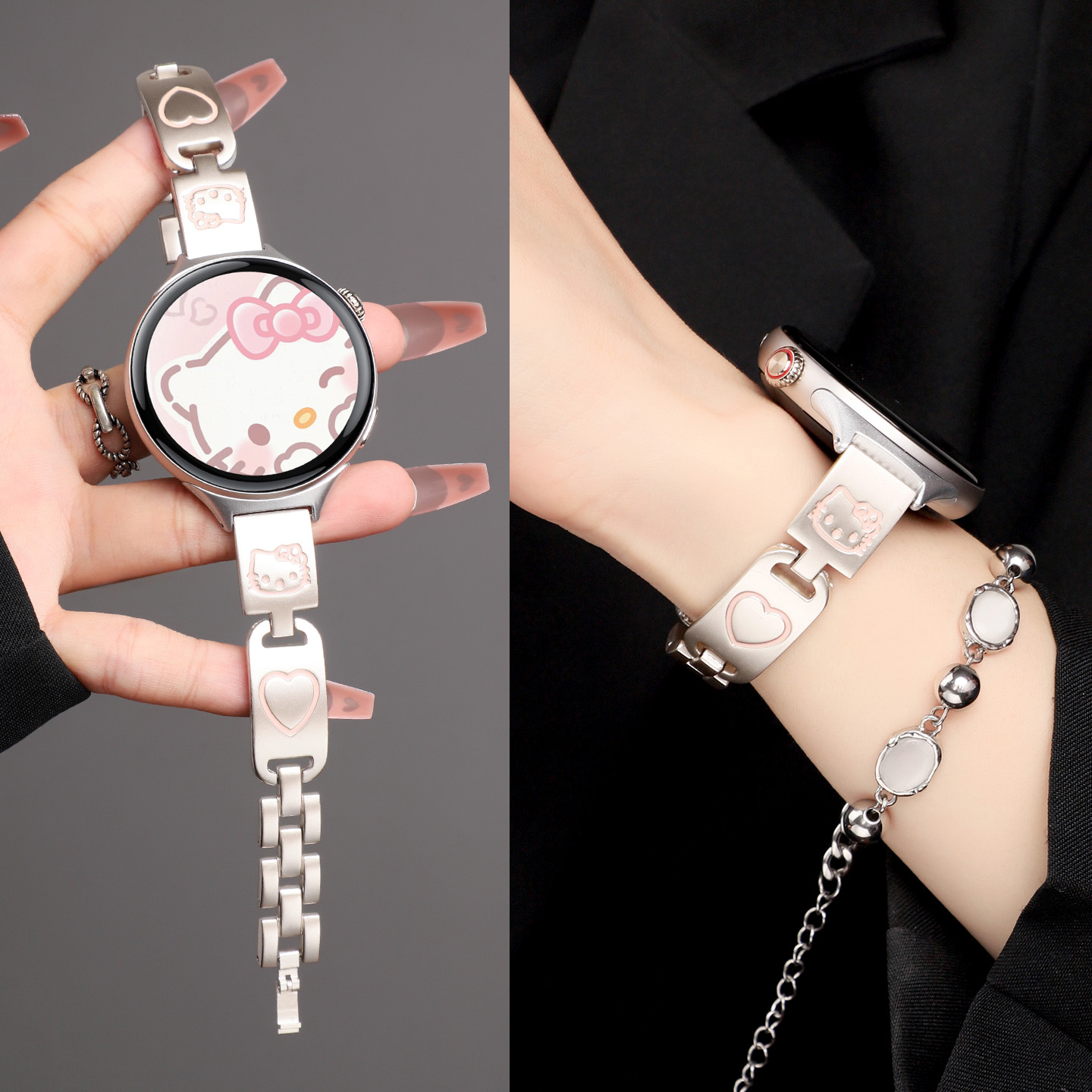 适用于小米Watch S4表带爱心kk猫腕带S4 eSIM纪念版小狗彩钻Sport智能运动S3/S2/S1Pro手表链Color2替换带夏