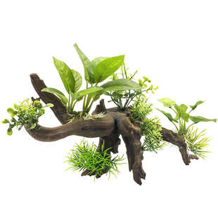 鱼缸造景套餐仿真水草灌木沉木树脂龟缸装 饰鱼躲避屋