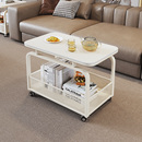 意式 岩板客厅沙发边几可移动简约双层收纳边几角几极简推车小茶几