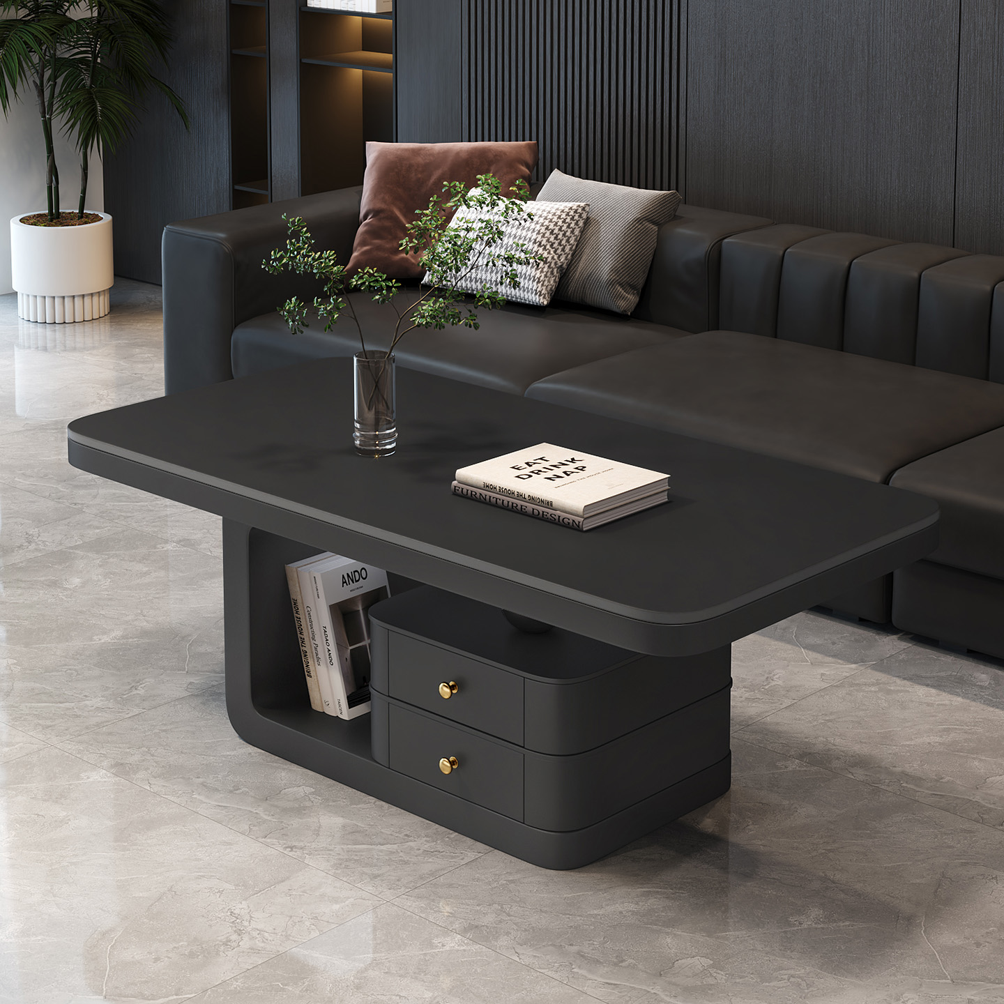 简约长方形家用客厅岩板茶几创意