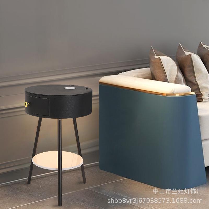 无线充电落地灯卧室现代简约茶几灯客厅边几床头置物抽柜灯氛围灯