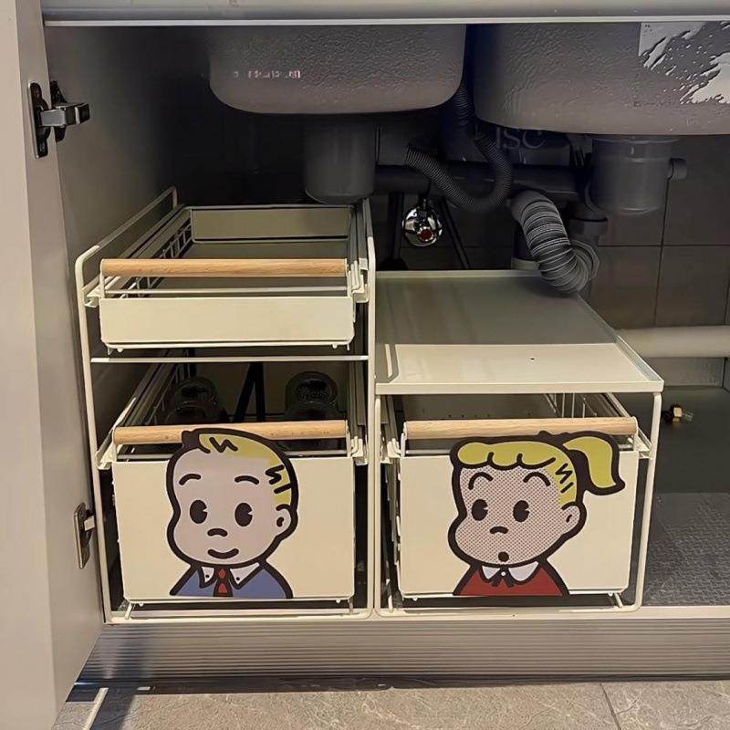 新款厨房橱柜拉篮下水置物架多功能碗碟调料收纳抽拉式分层架子无,电子元器件市场,集成电路（IC）,淘宝优惠券,粉丝福利购,淘宝优惠卷