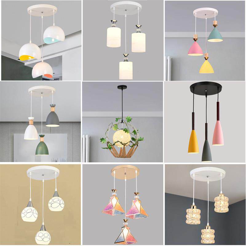 餐厅吊灯三头现代简约吧台灯创意个性轻奢饭厅水晶玻璃家用餐桌灯