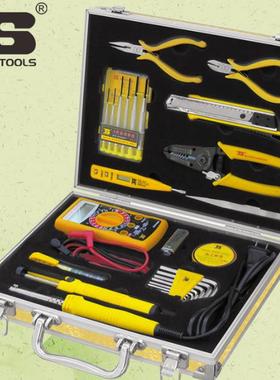 波斯工具27件铝合金箱电子组套电讯套装电工维修工具箱BS511027