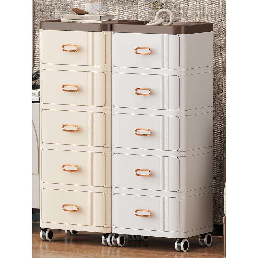 卧室多层抽屉式收纳柜客厅储物置物架塑料加厚收纳箱可移动床头柜