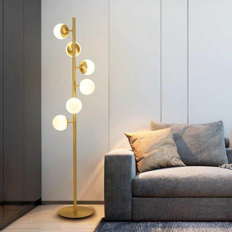 北欧简约全铜床头落地台灯创意轻奢魔豆客厅餐厅卧室装饰立式灯具
