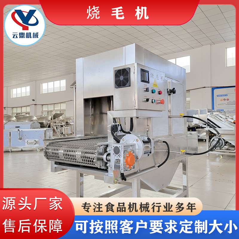 连续式带皮五花烧毛机 全自动鸡腿价格燎毛机 上下喷火猪蹄烧毛机