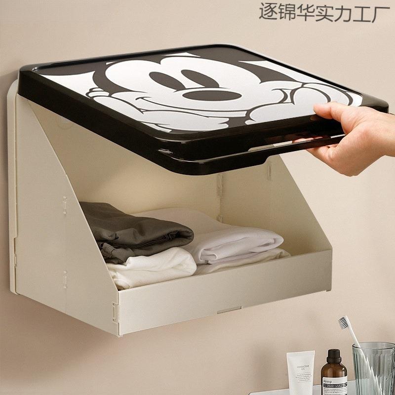 浴室壁画收纳箱洗澡放干净衣服神器防水折叠置物架卫生间柜子免孔