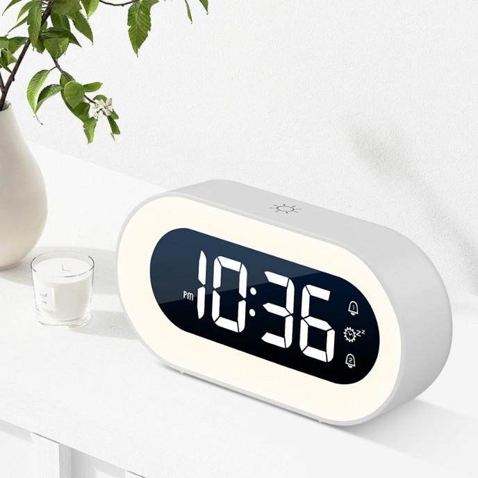 家用静音智能电子床头闹铃时钟表LED小夜灯闹钟学生床头夜光闹钟