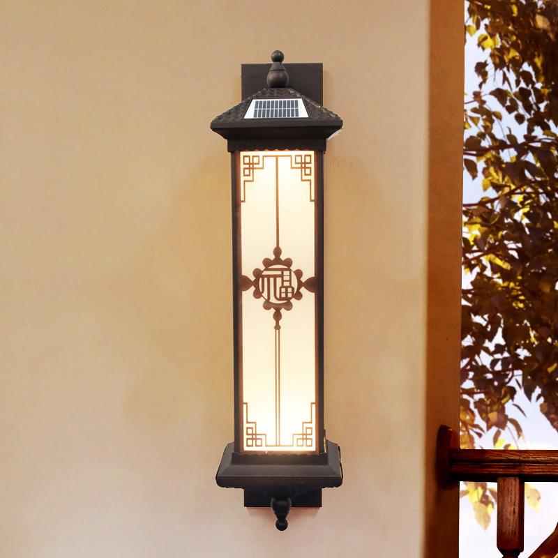 新中式太阳能壁灯别墅庭院外墙超亮户外阳台防水大门柱子长壁灯