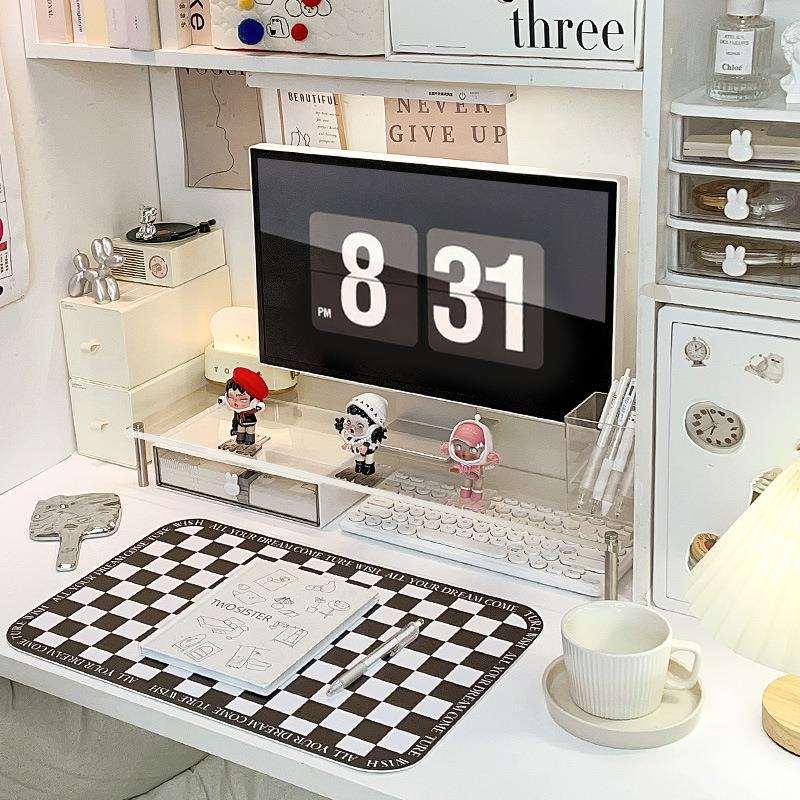 亚克力桌面电脑架透明支架台式笔记本办公室收纳显示器置物架