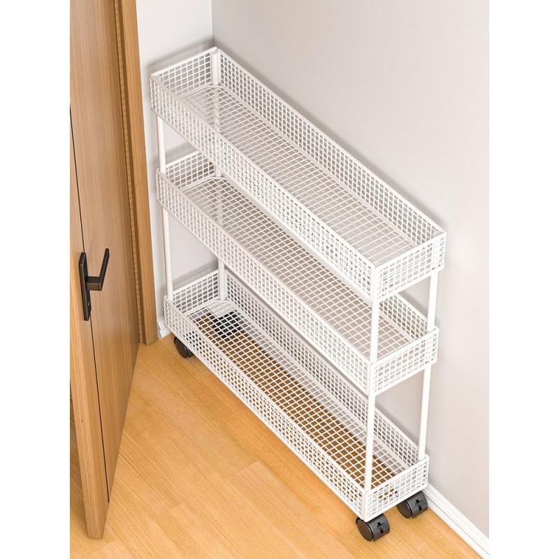 落地窄缝隙带轮柜置物架浴室极窄收纳架门后卫生间夹缝收纳柜