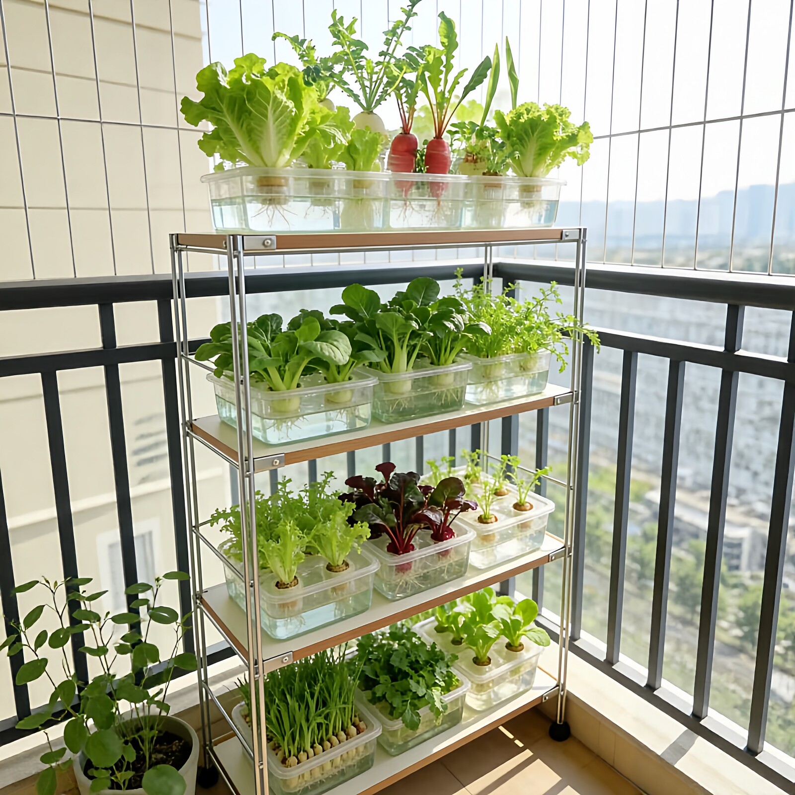 阳台水培小葱器皿无土栽培种植篮室内种蔬菜养花方便换水透明花盆