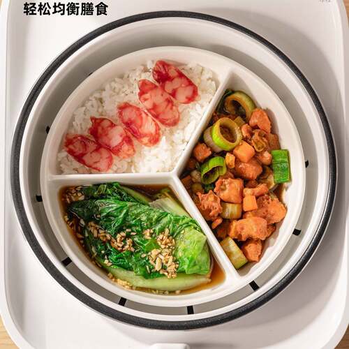 陶瓷家用三分格蒸盘带盖加深